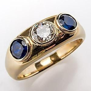 Ring i blå kristall i vintage guld